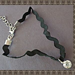 Handmade Black Lace Bracelet With Clear Crystal